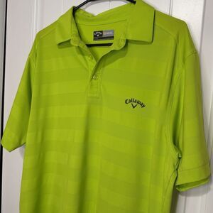 Callaway Opti-Dry Short Sleeve Golf Polo Shirt Mens Large Lime Green Performance